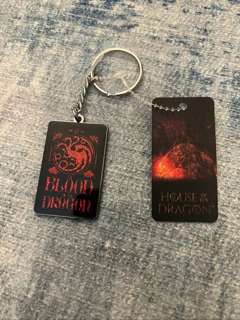 New House of The Dragon Red Black 3 Headed Dragon House Targaryen Keychain